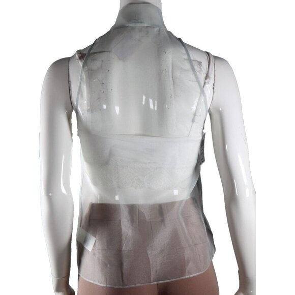 Aritzia Babaton Women's XXS 2XS Ice Grey Julius Sleeveless Tie-Neck Blouse NWT - Picture 5 of 8